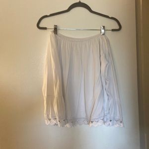 White Boho style off the shoulder and bottom Crochet design top. Size medium